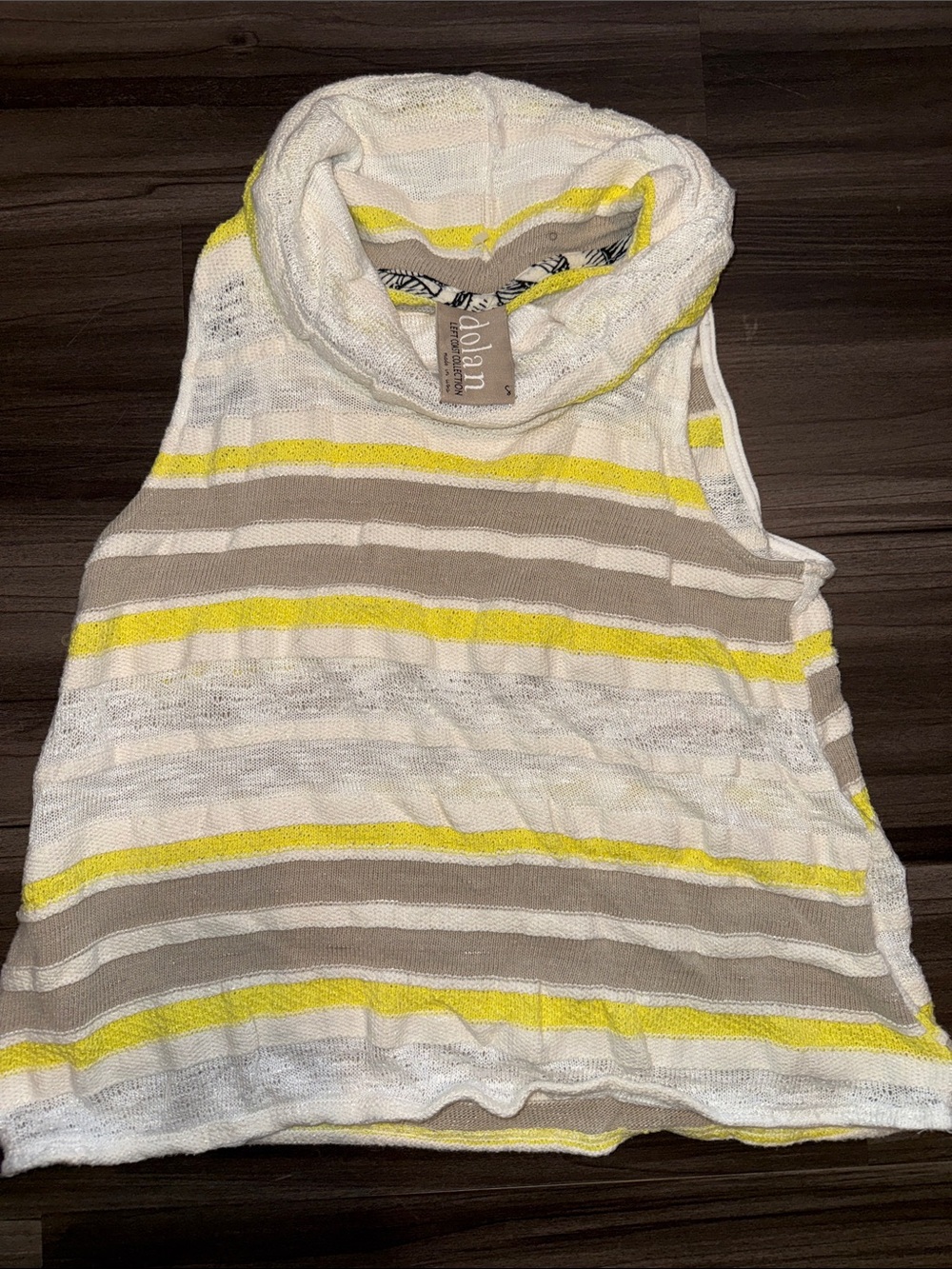dolan Striped Cowl Neck Sleeveless Top in Yellow, Cream & Tan